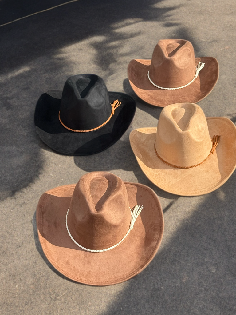 Premium Suede Cowboy Hat XL - Adjustable Fedora Style Rodeo Hat for Men & Women 60-61cm Size with 10cm Brim & 12cm Height
