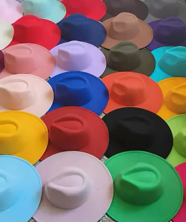 Wide Stiff Brim Fedora - Unisex Adjustable Cotton & Polyester Hat with 10cm Brim & 12cm Height - Sun Protection Fashion Accessory - Accessorizmee