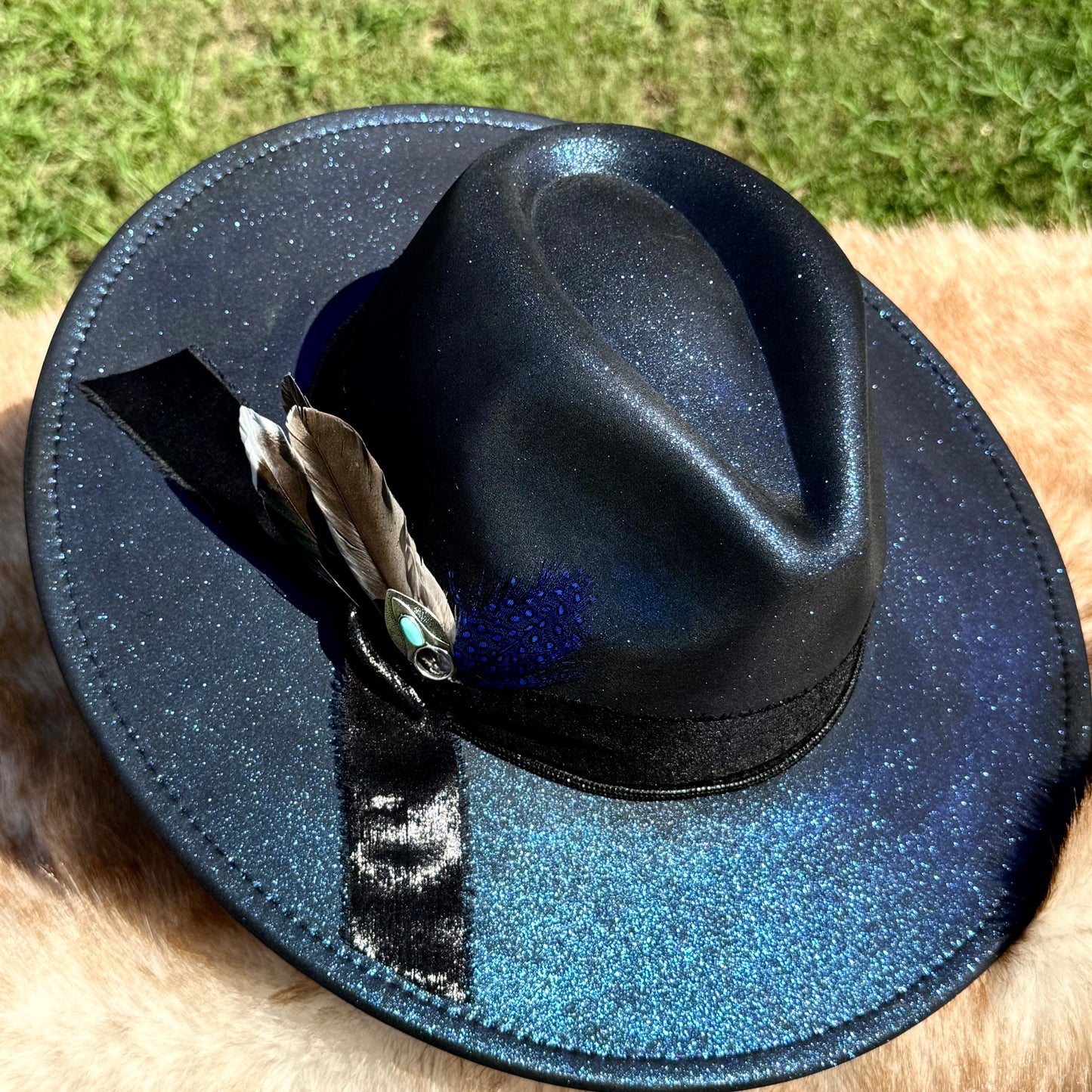 Custom handcrafted Galaxy Fedora Hat