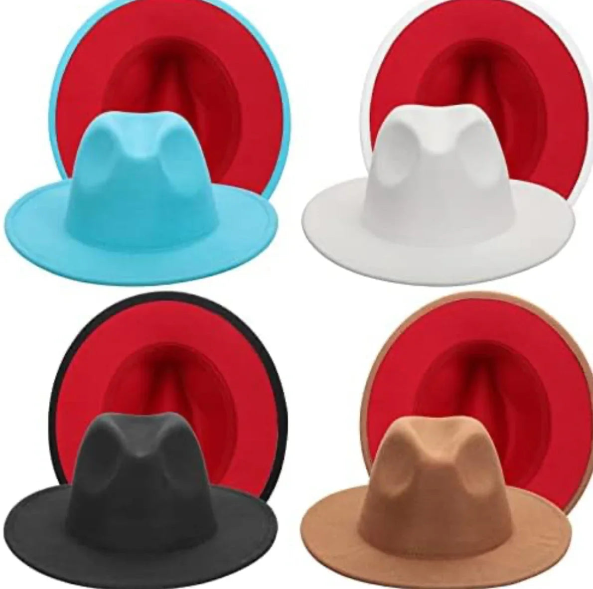 Two-Toned Fedora - 100% Cotton & Polyester Lining Adjustable Straps Unisex Hat Sizes 56-58cm Brim 7cm Height 12cm Shipped in Box - Accessorizmee