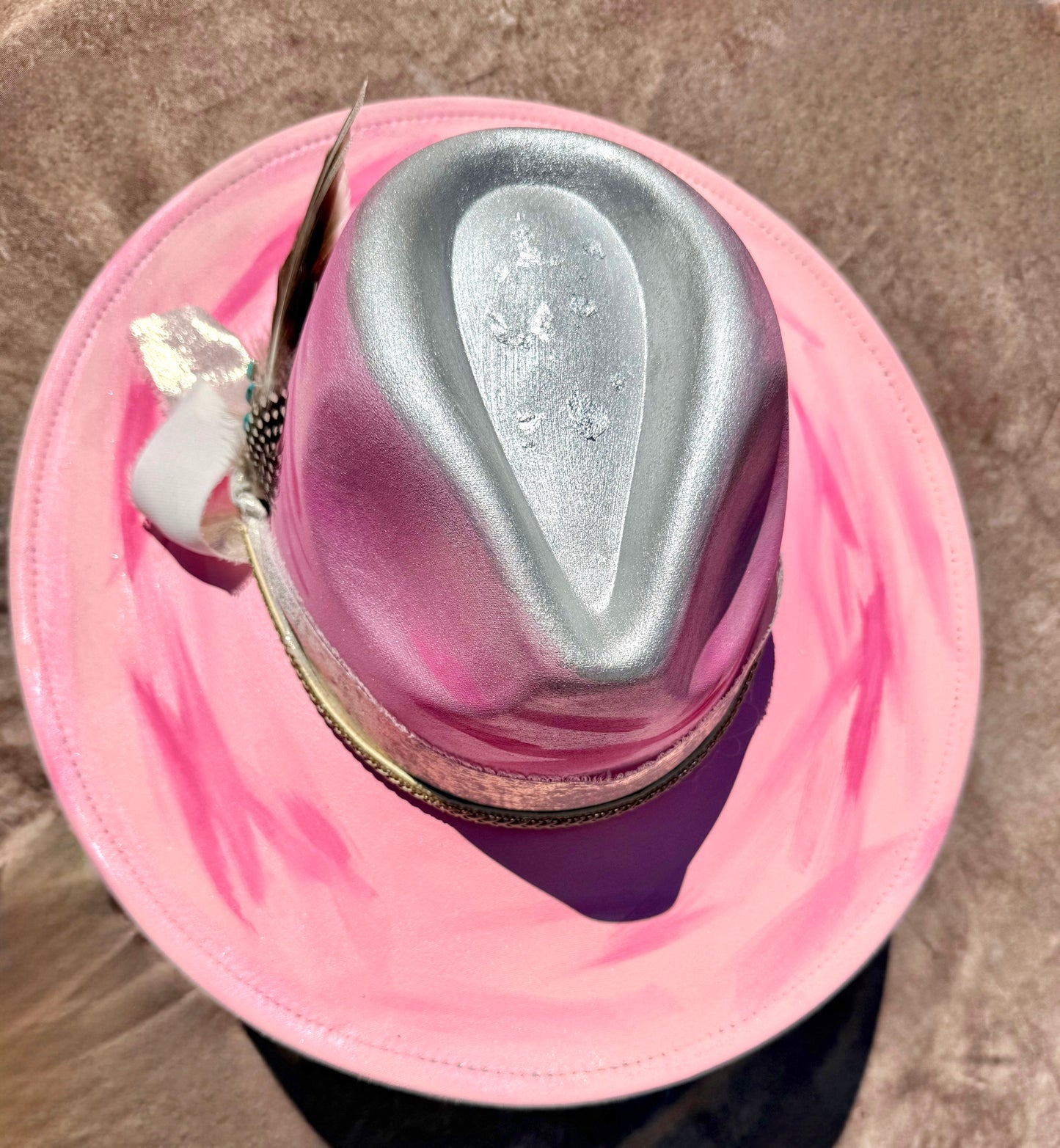 Custom handcrafted Silver leaf Fedora Hat