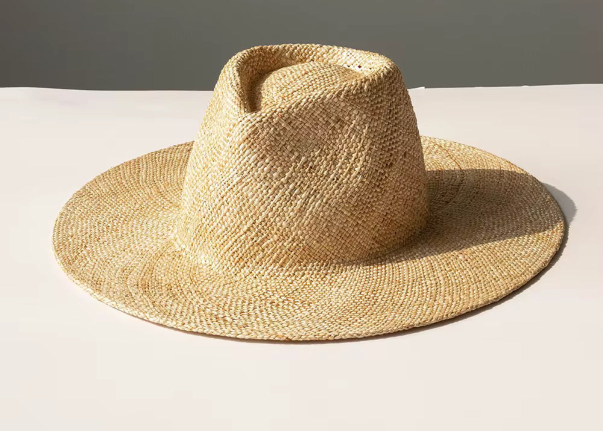 Wide Hand Woven stiff Straw Hat