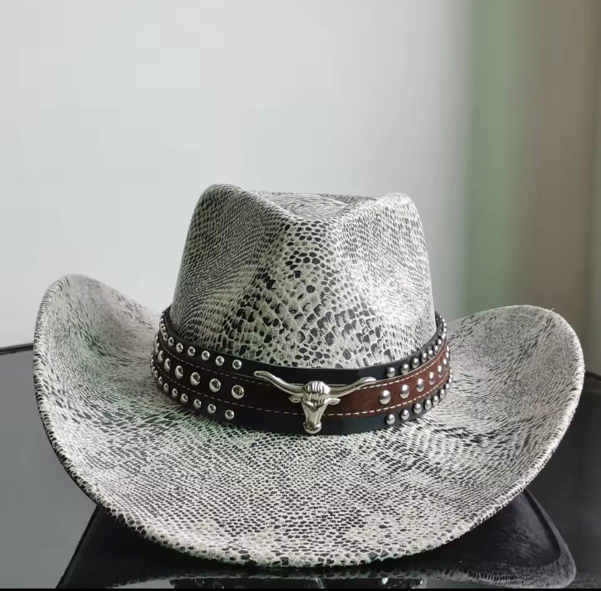 Snake Print Bucking Cowboy Hat