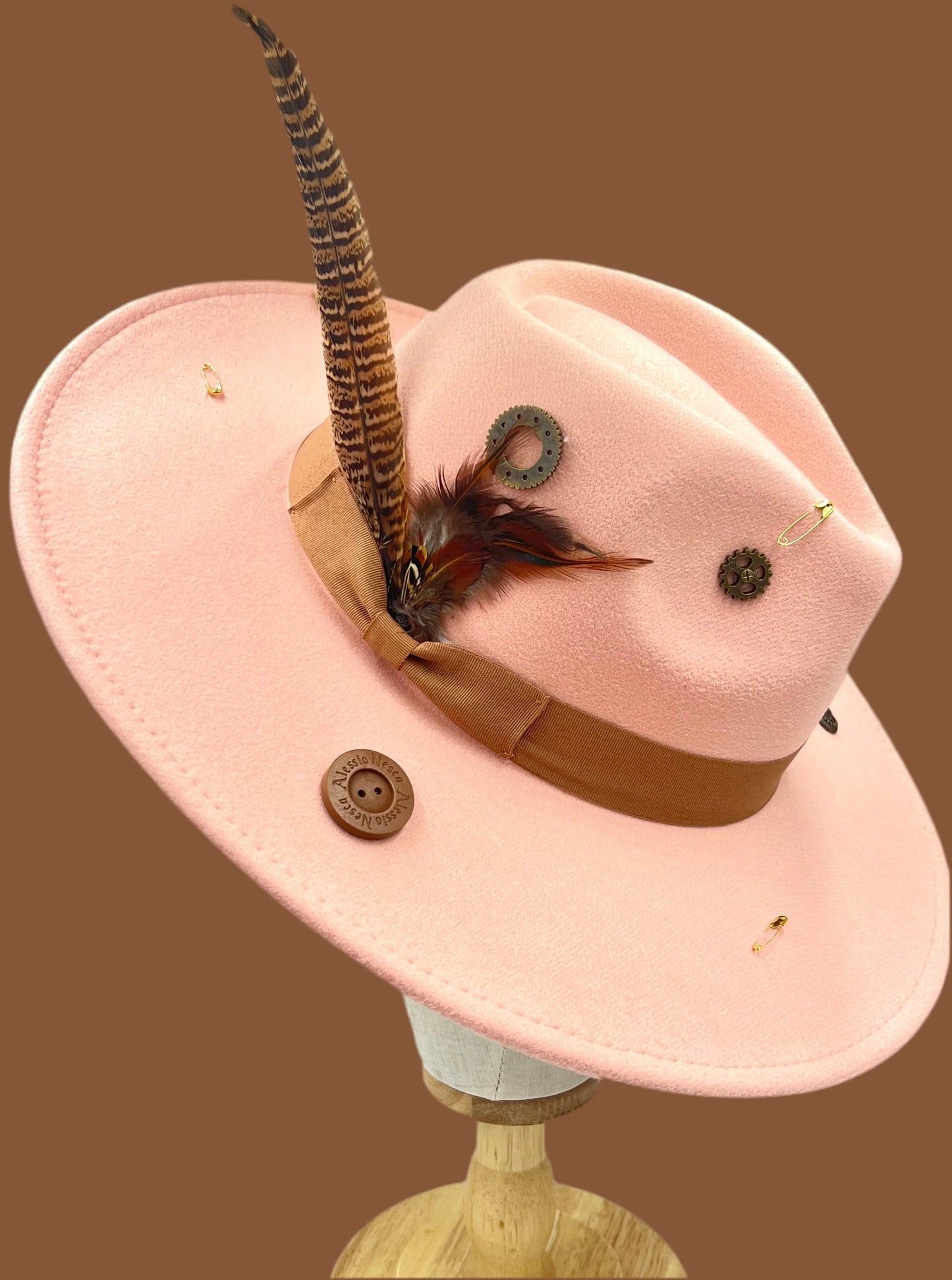 Luxury Bow Tie Fedora Hat-Button -up-Watermelon - Accessorizmee