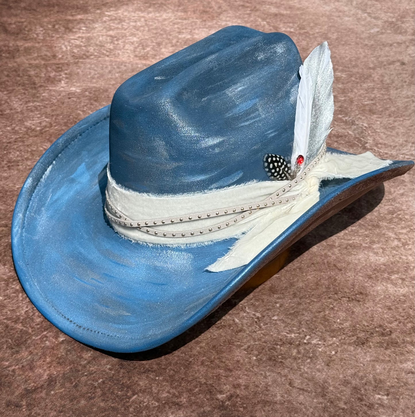 Custom handcrafted bluefire Cowboy Hat
