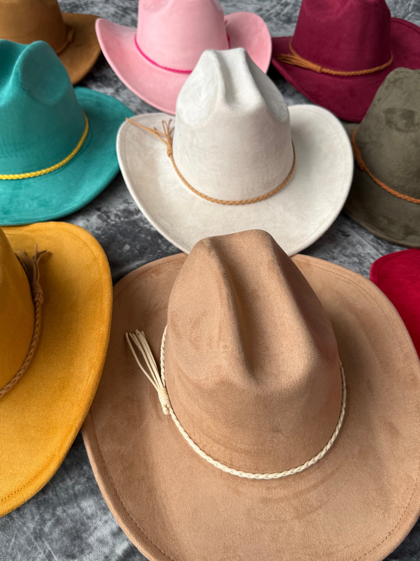 Premium Suede Cowboy Hat - Gold Design with Decorative Colorful Accents - Accessorizmee