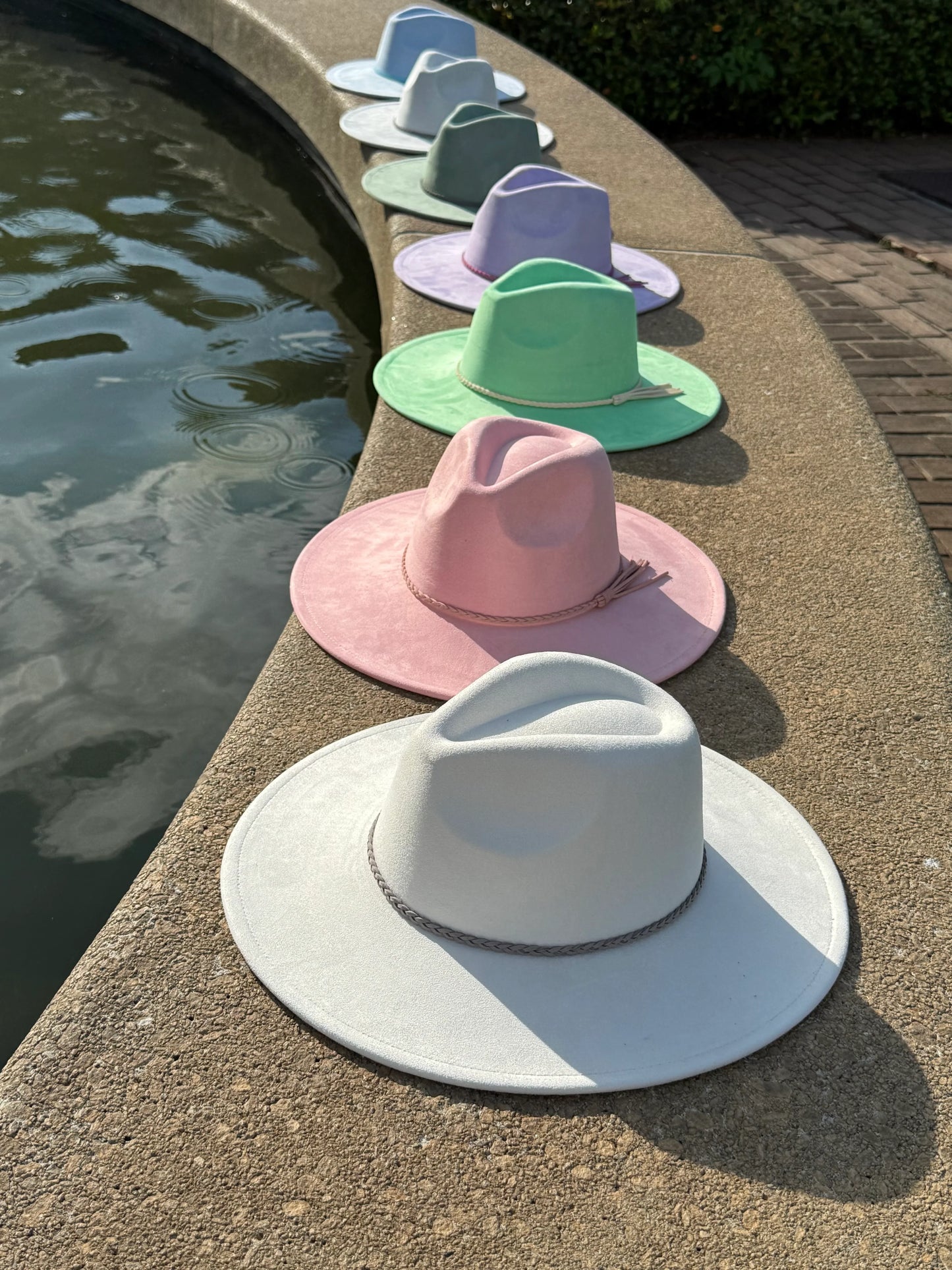 Vegan Suede Hat, Hat with Rosegold Accessory, Hat for Burning, Wide Brim Hat, Rancher Hat, Hat for customization