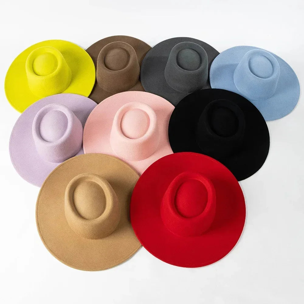 Round Brim Stiff Fedora - Adjustable Felt Hat with 10cm Brim, Unisex, Polyester Interior, Available in Various Colors - Accessorizmee