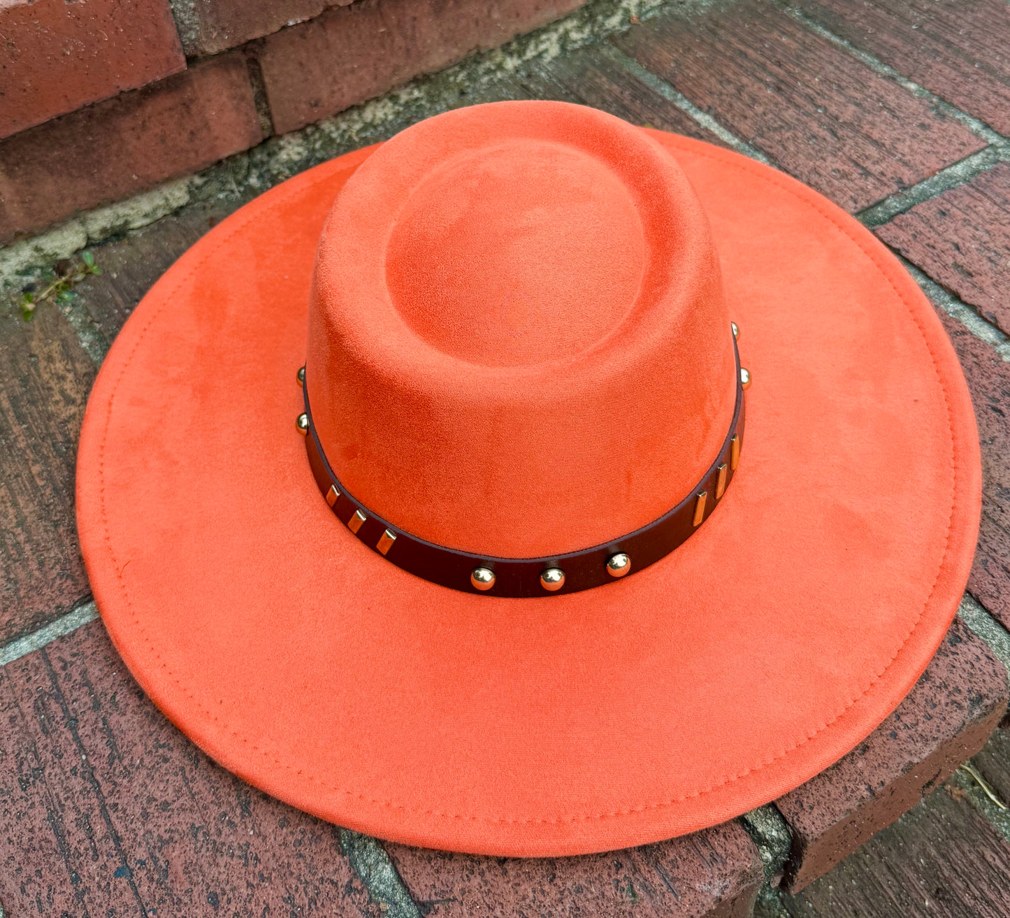 Round Boater Brim Striker Studded Hat