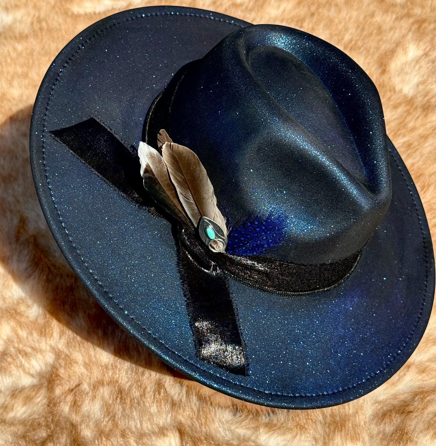 Custom handcrafted Galaxy Fedora Hat