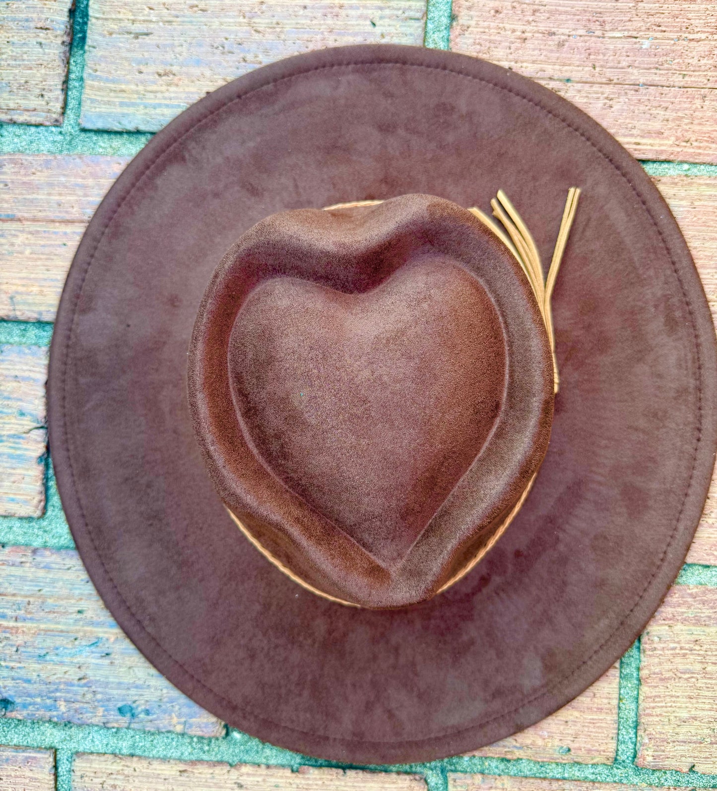 Hearted widebrim Vegan Fedora Hat