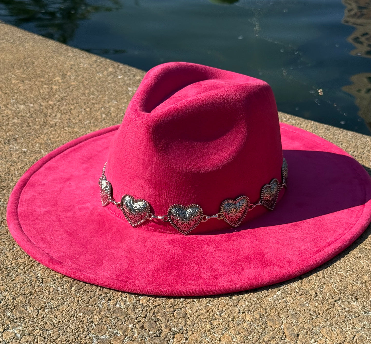 Heartbeat Suede Wide Brim Fedora Hat - Vegan Suede, Adjustable Straps, 10cm Brim, 12cm Height, Unisex Fashion Accessory