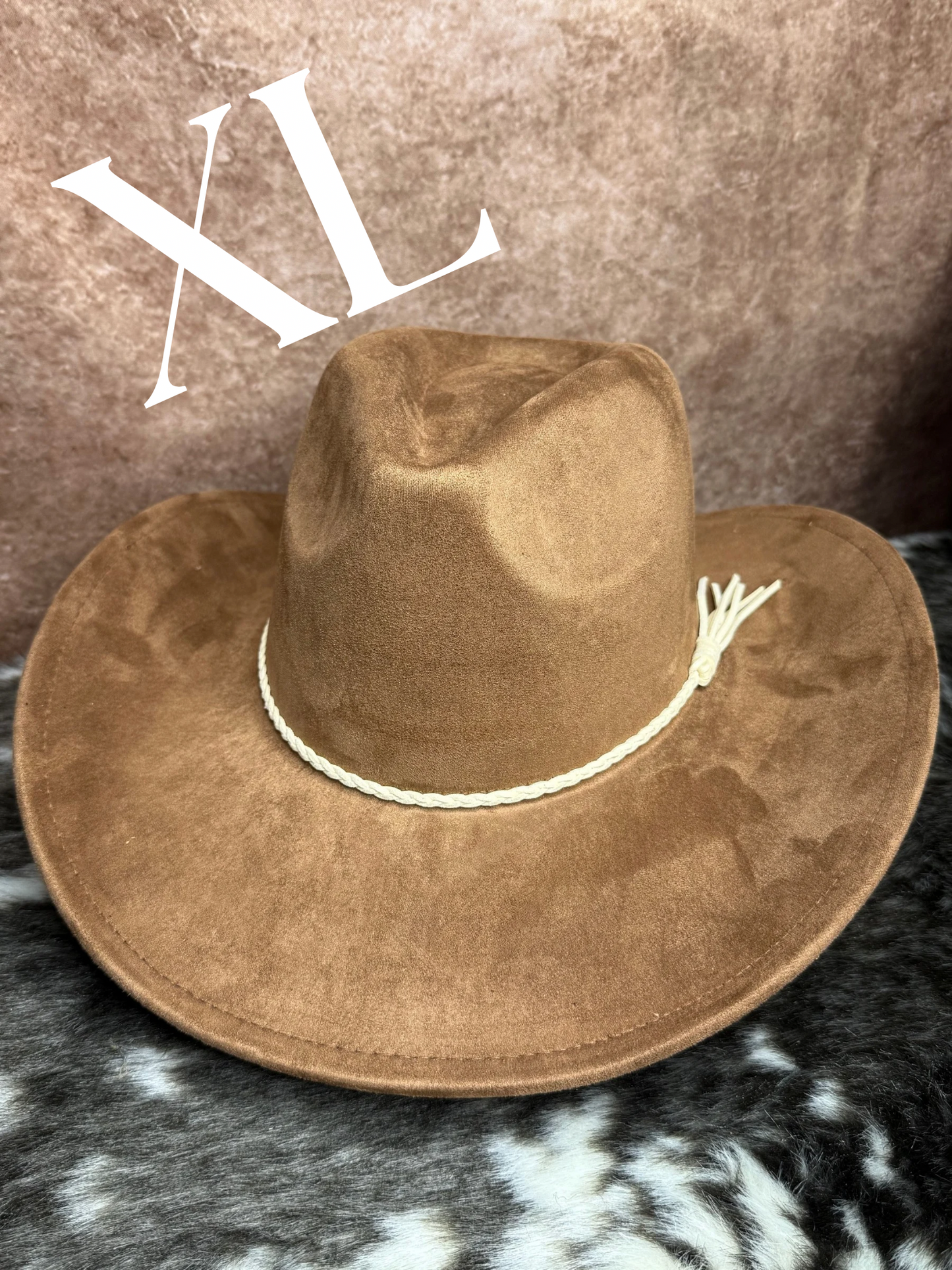 Relaxed premium Suede Premium Suede Cowboy Hat XL - Adjustable Fedora Style Rodeo Hat for Men & Women 60-61cm Size with 10cm Brim & 12cm HeightHat( XL)