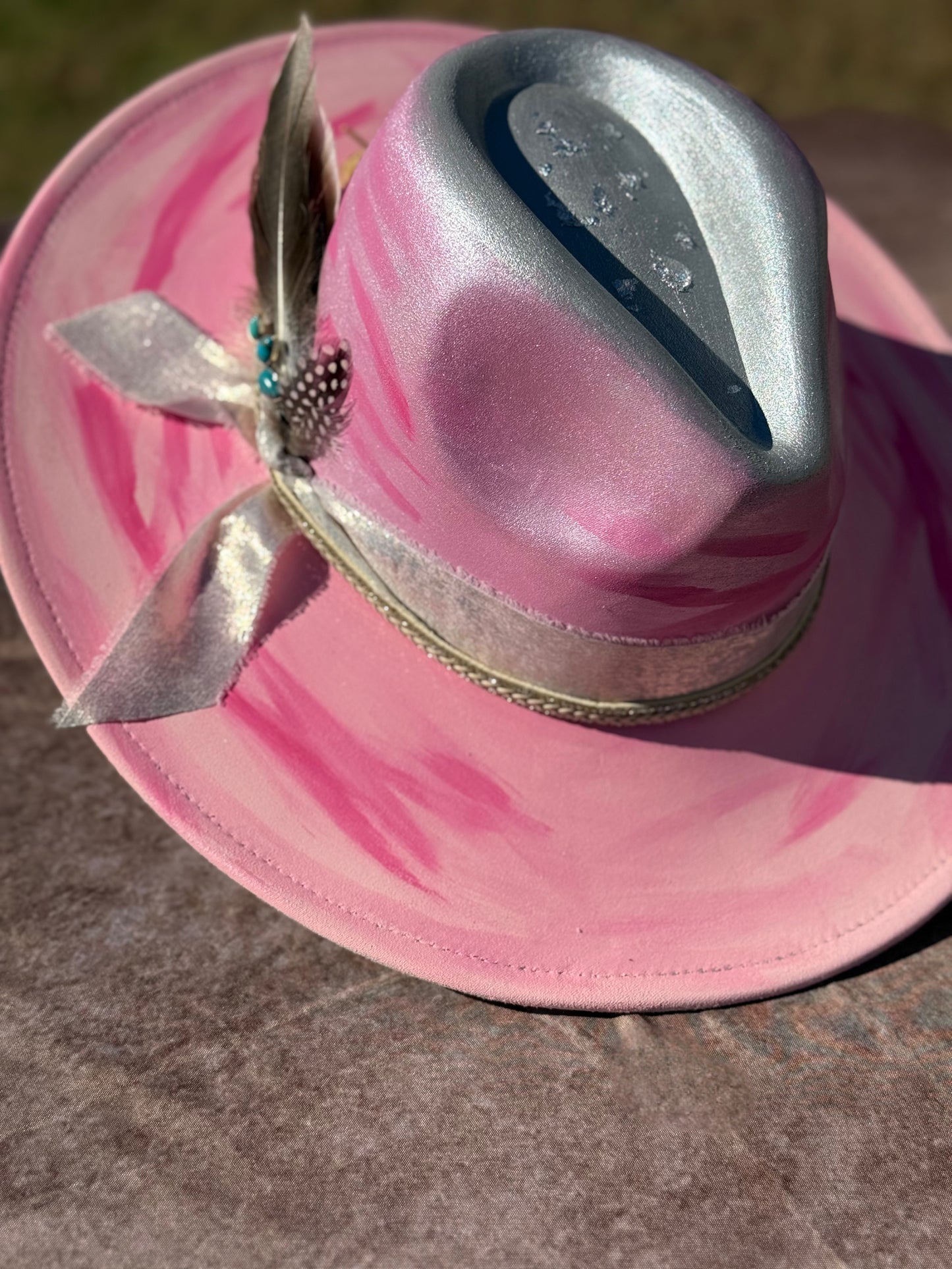 Custom handcrafted Silver leaf Fedora Hat