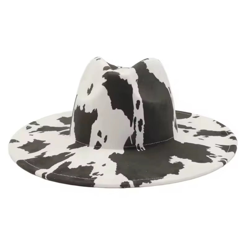 Everyday premium Suede Fedora Hat-Cowprint