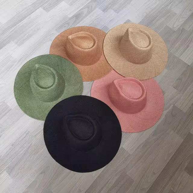 Wide Hand Woven stiff Straw Hat