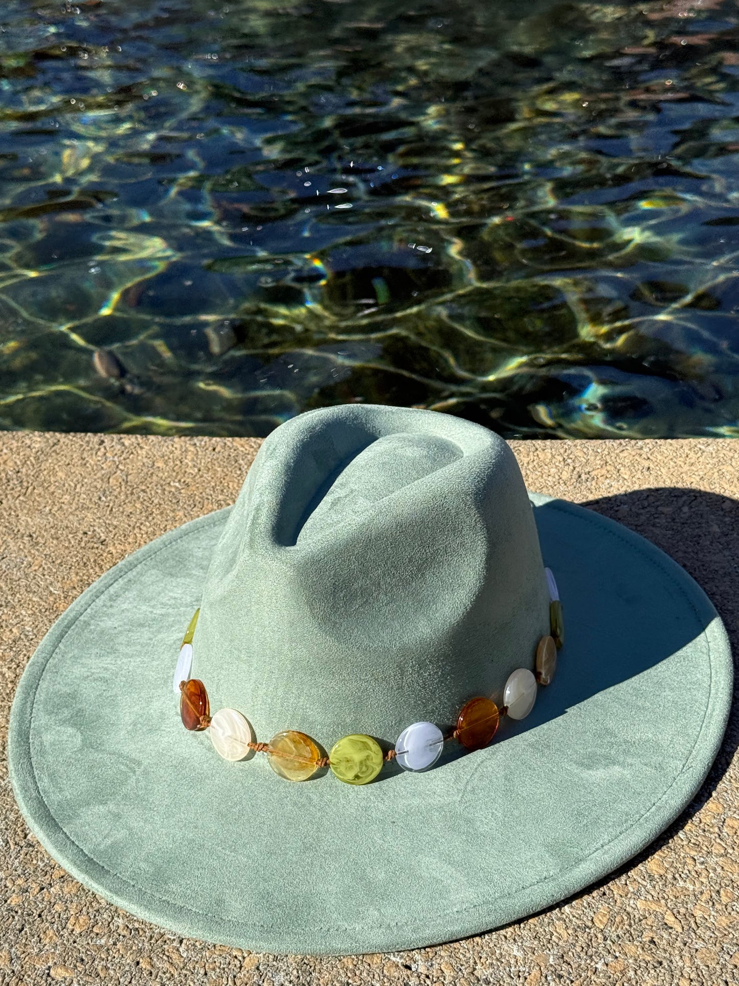 Wide Suede Fedora -With Button Accessory