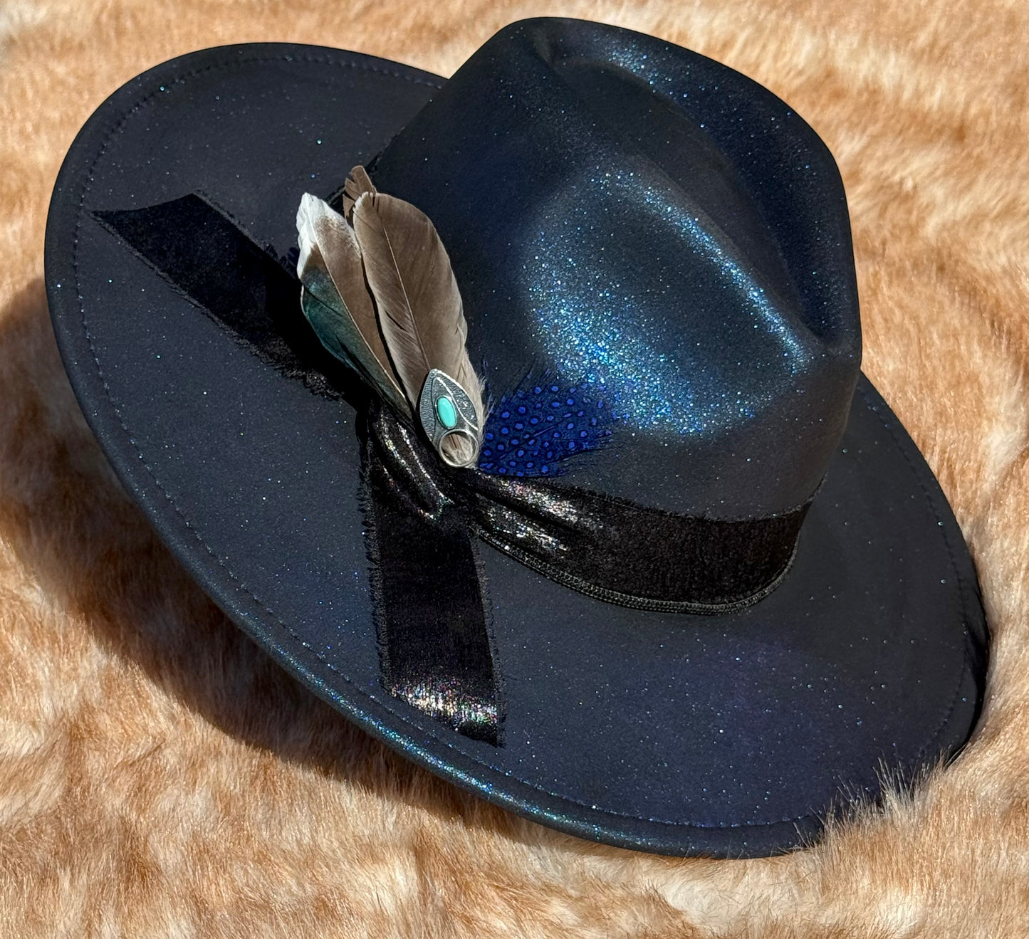 Custom handcrafted Galaxy Fedora Hat