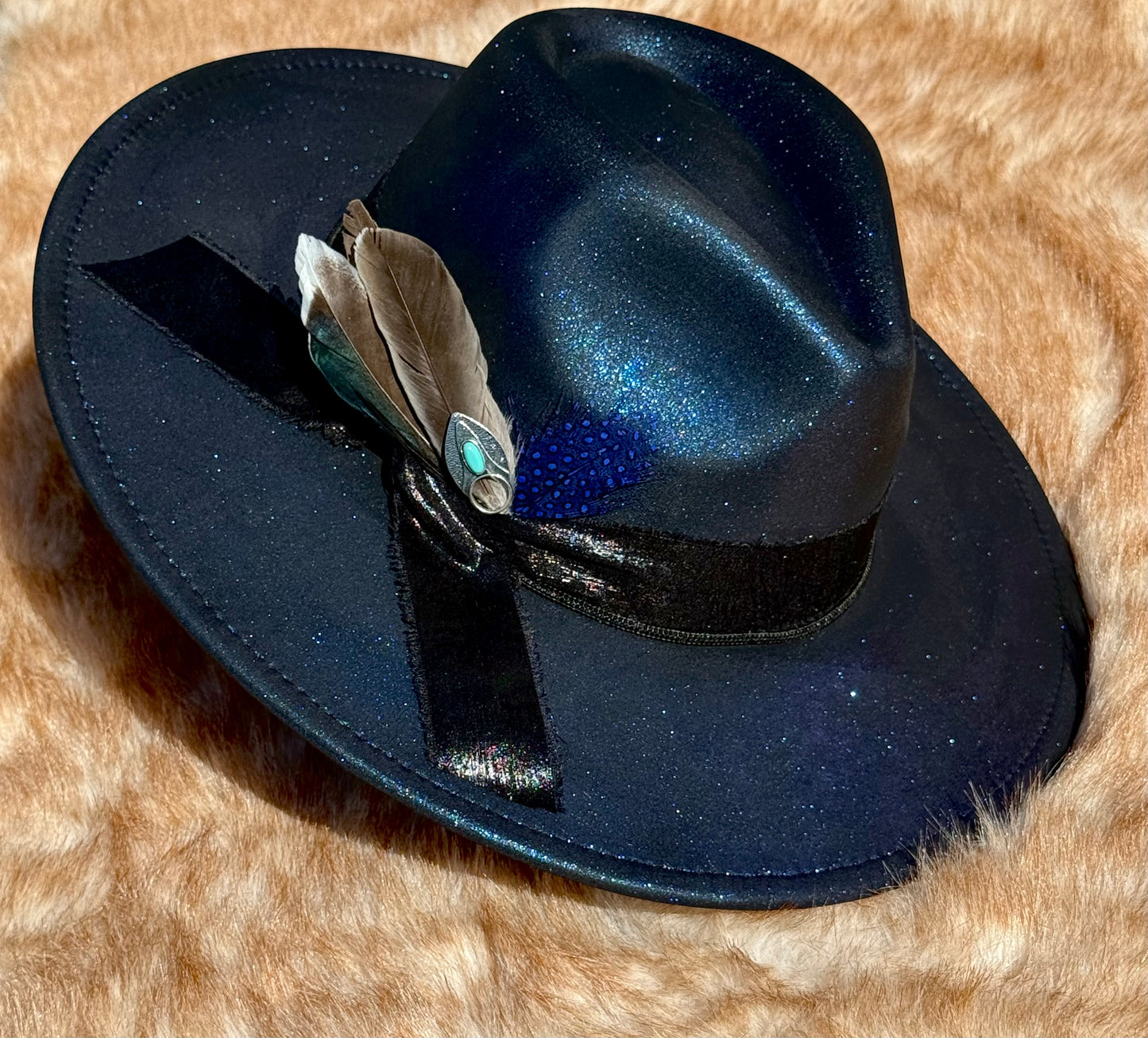 Custom handcrafted Galaxy Fedora Hat