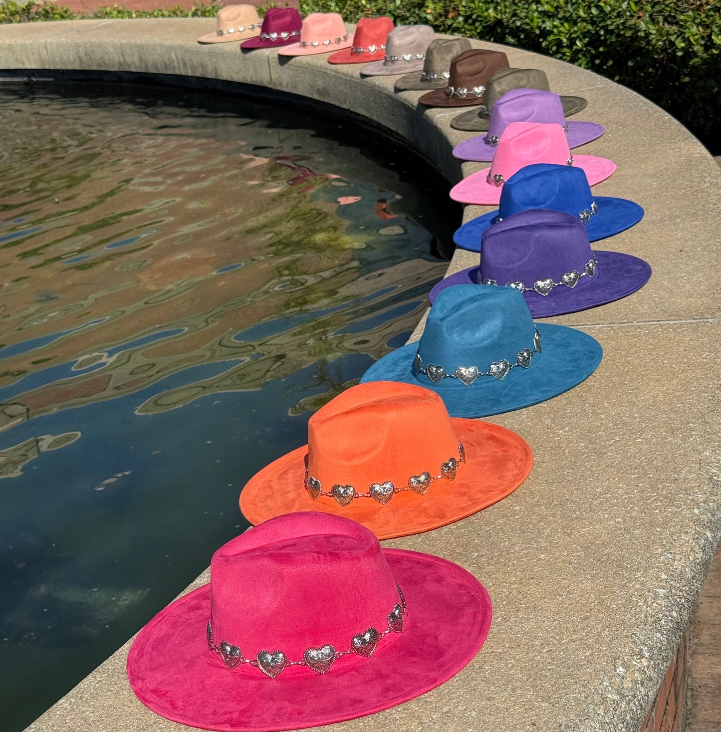 Heartbeat Suede Wide Brim Fedora Hat - Vegan Suede, Adjustable Straps, 10cm Brim, 12cm Height, Unisex Fashion Accessory