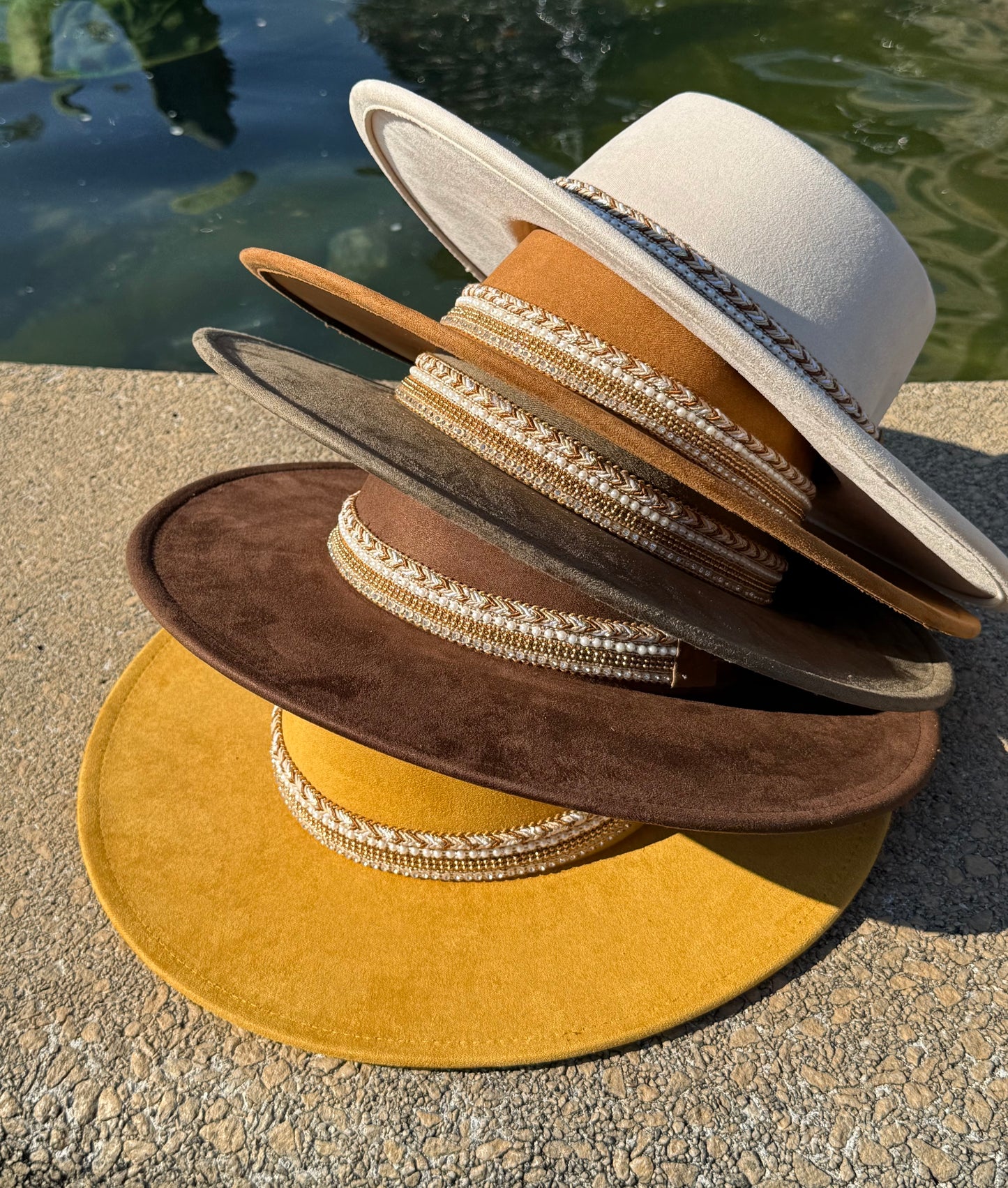 Flat diamond round brim Fedora Hat
