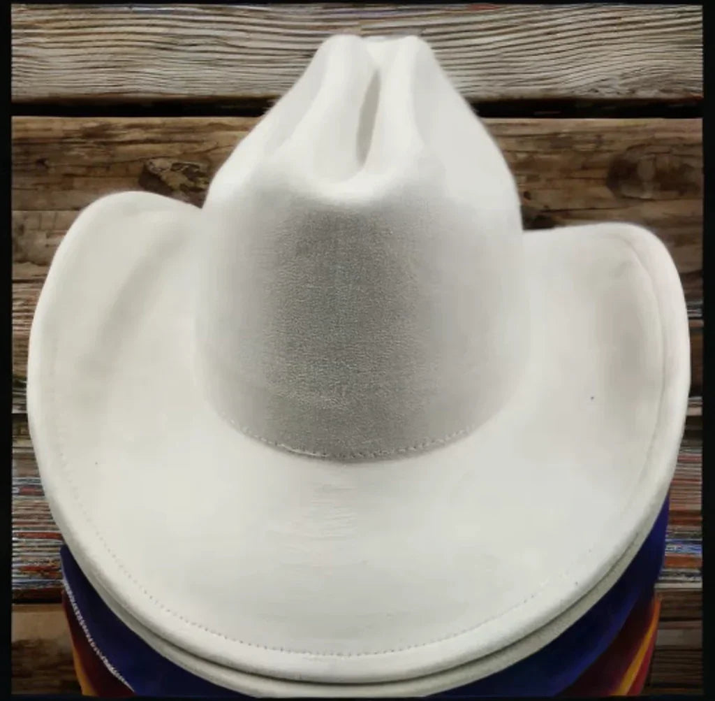 Vegan Suede Cowboy Hat Solid, Solid Cowboy Hat for Burning,, Rancher Hat, Wide Brim Hat, Hat for customization - Accessorizmee