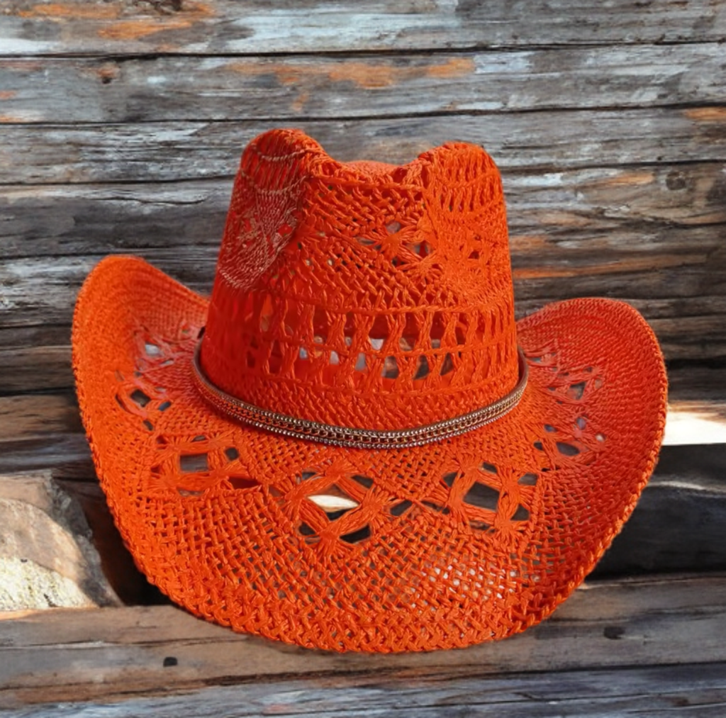 Hand Woven Diamond Straw Cowboy Hat - Accessorizmee