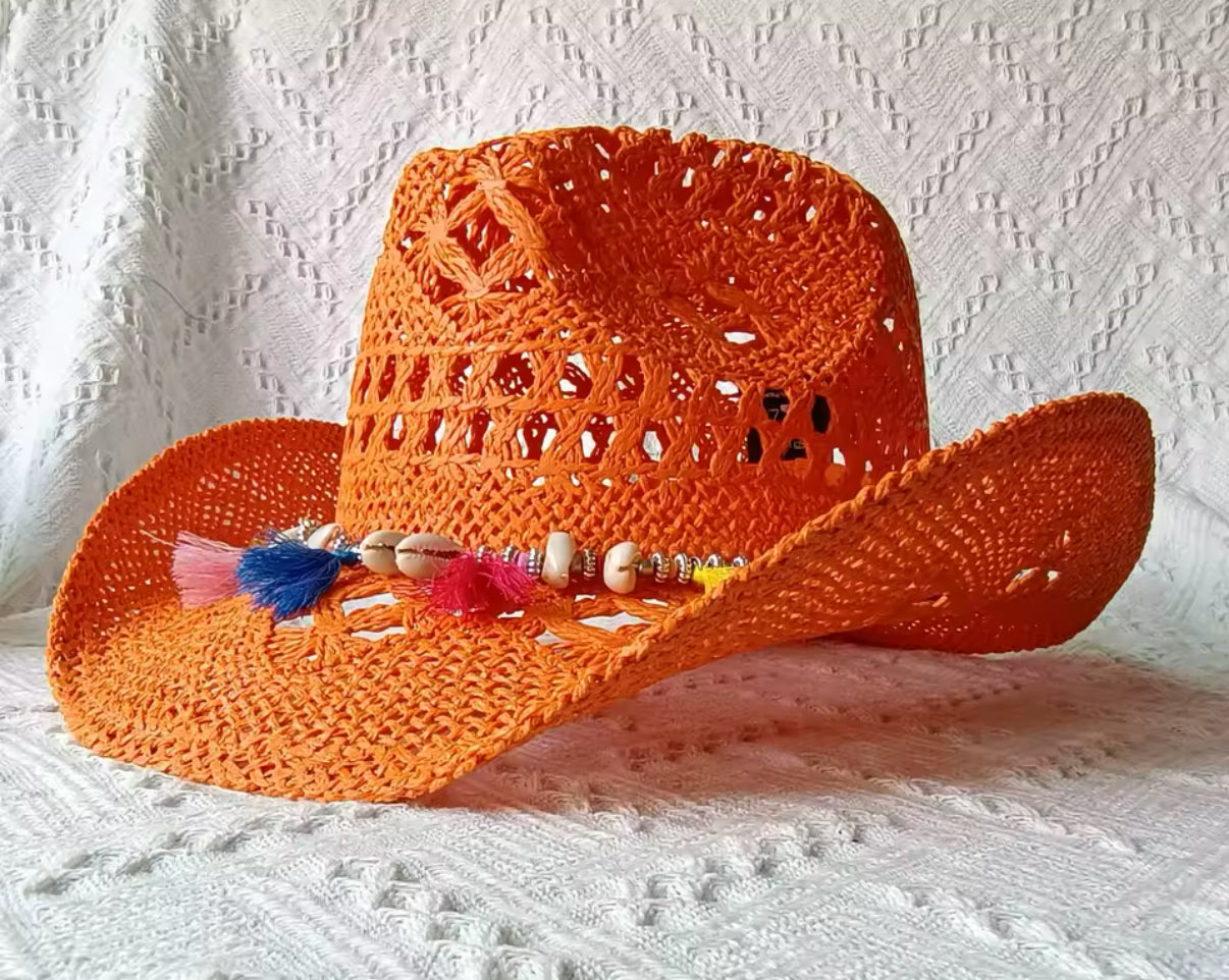 Hand Woven Straw Cowboy Hat- Shores - Accessorizmee