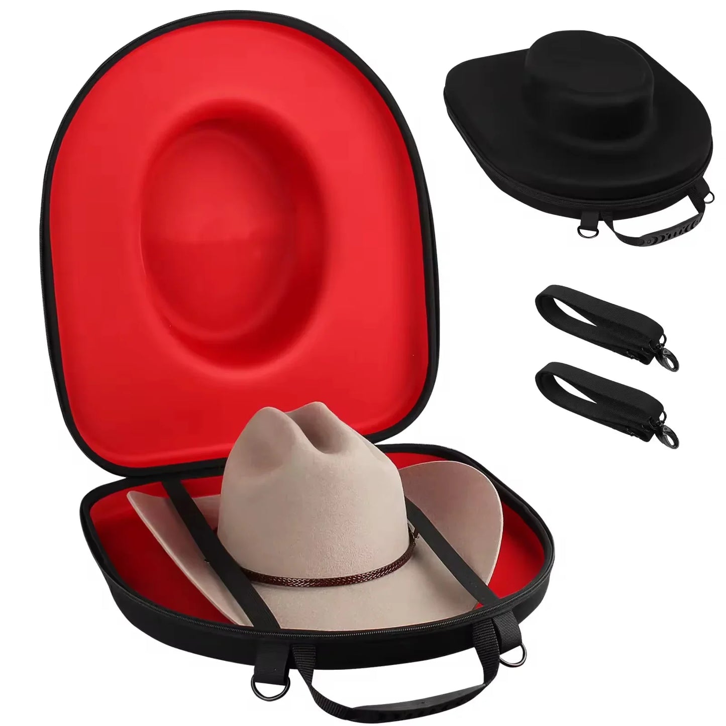 Hat Box for Travel-Crush Proof Hat Travel Case for Cowboy Hats Holder Storage Box Organizer Cap Carrier with Adjustable Carry Strap - Accessorizmee