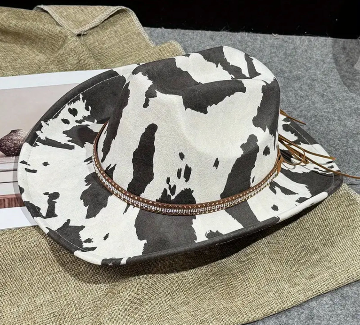 Premium Suede Cowboy Hat- Cowprint