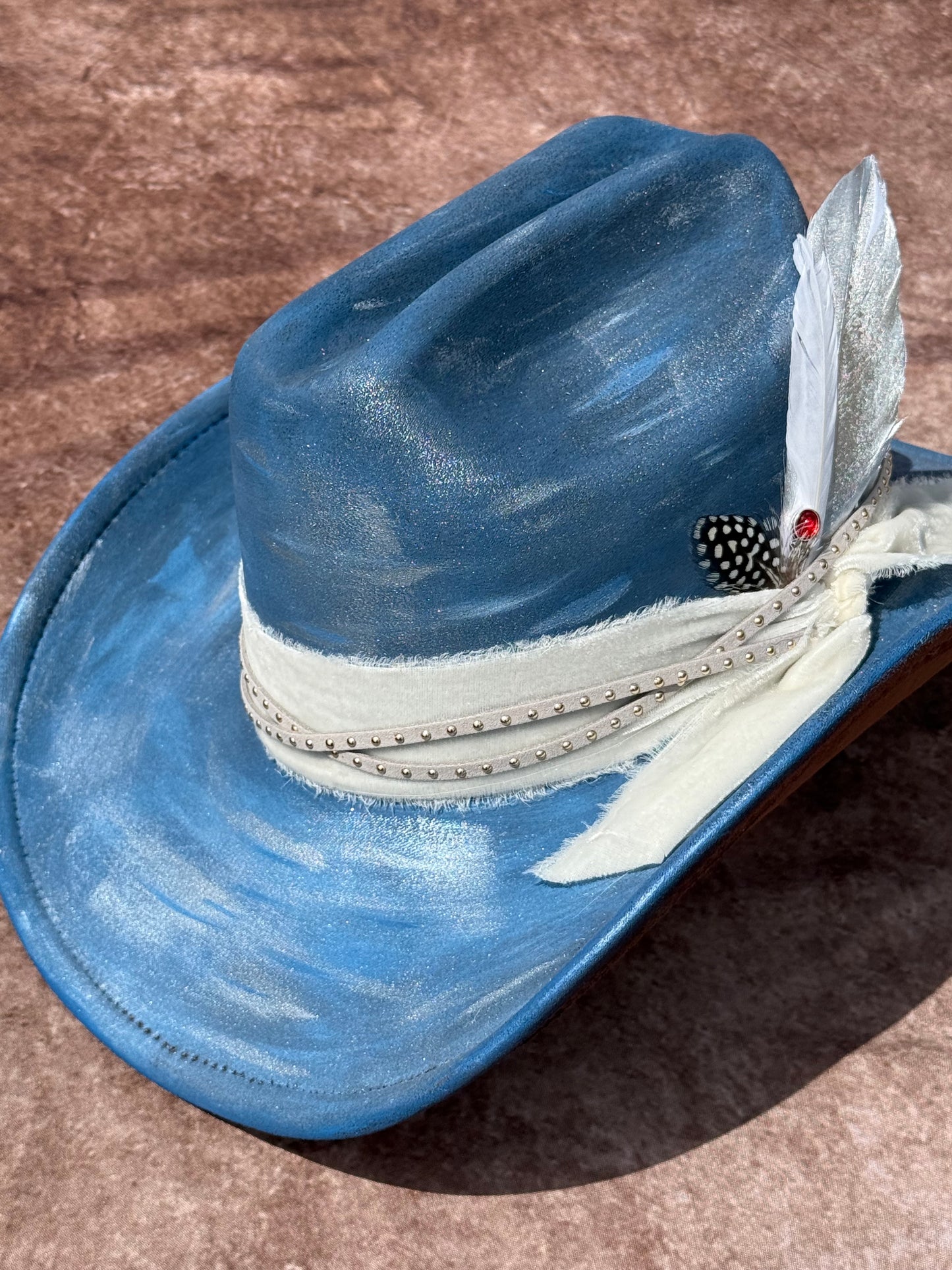 Custom handcrafted bluefire Cowboy Hat