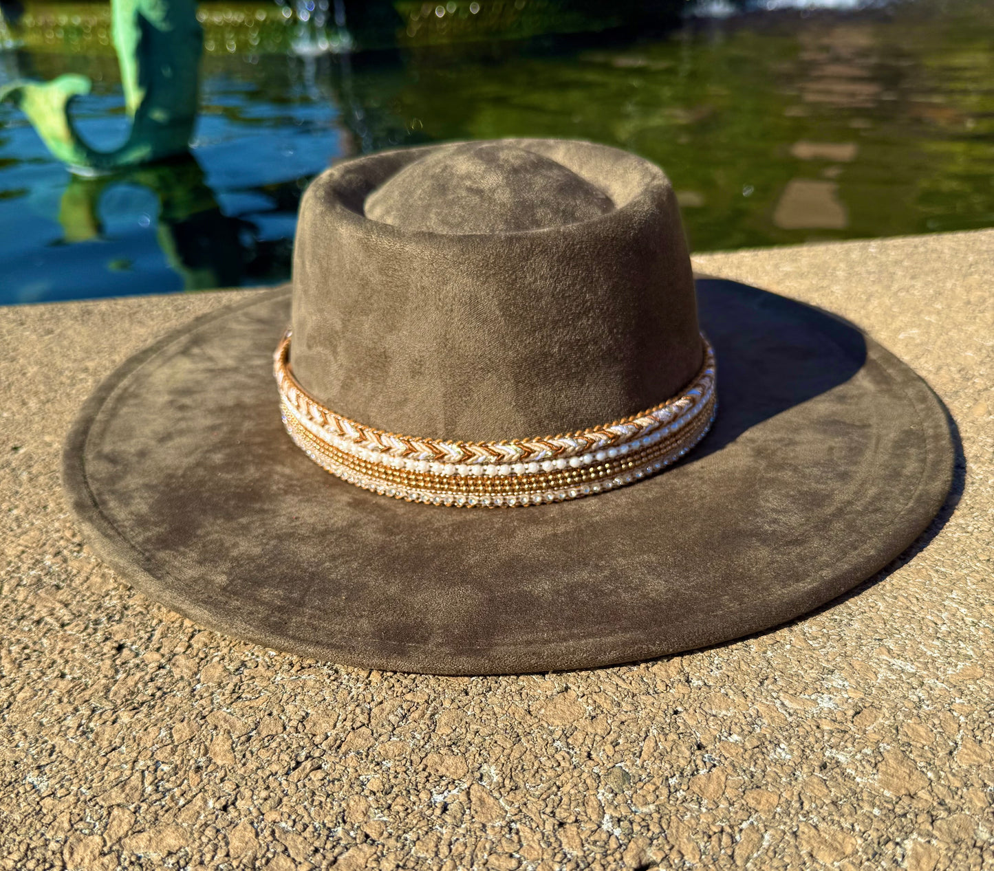 Flat diamond round brim Fedora Hat
