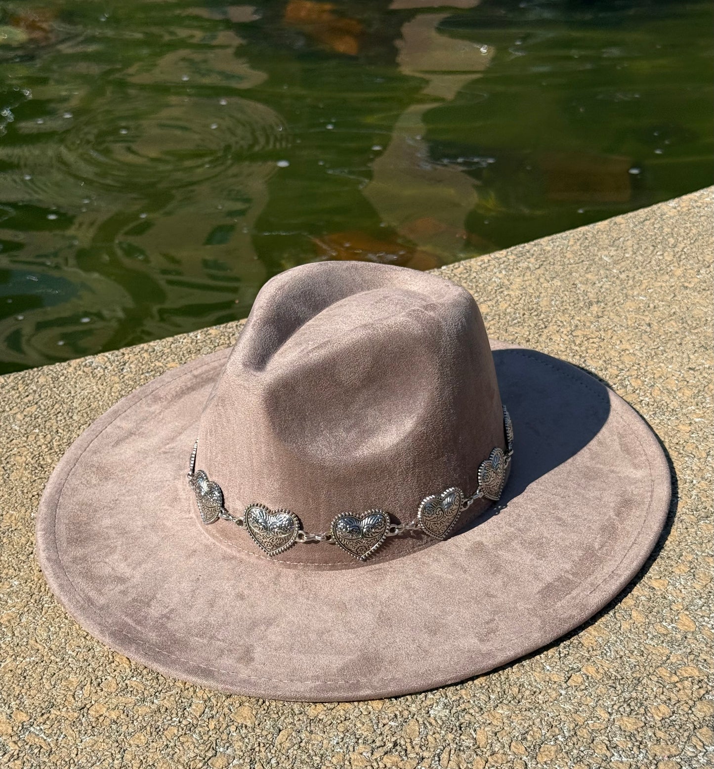 Heartbeat Suede Wide Brim Fedora Hat - Vegan Suede, Adjustable Straps, 10cm Brim, 12cm Height, Unisex Fashion Accessory