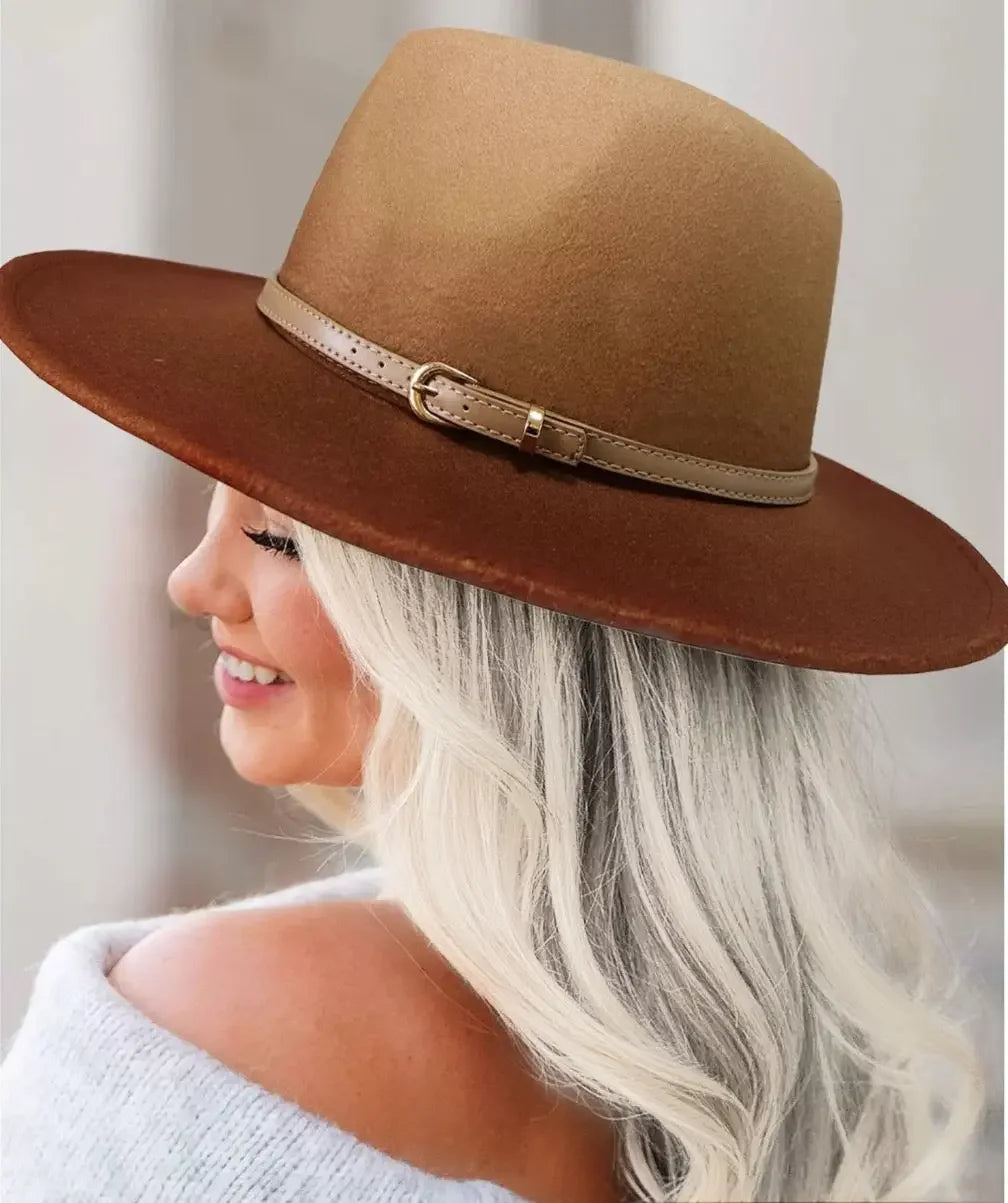 Wide Brim Gradient Fedora - Accessorizmee