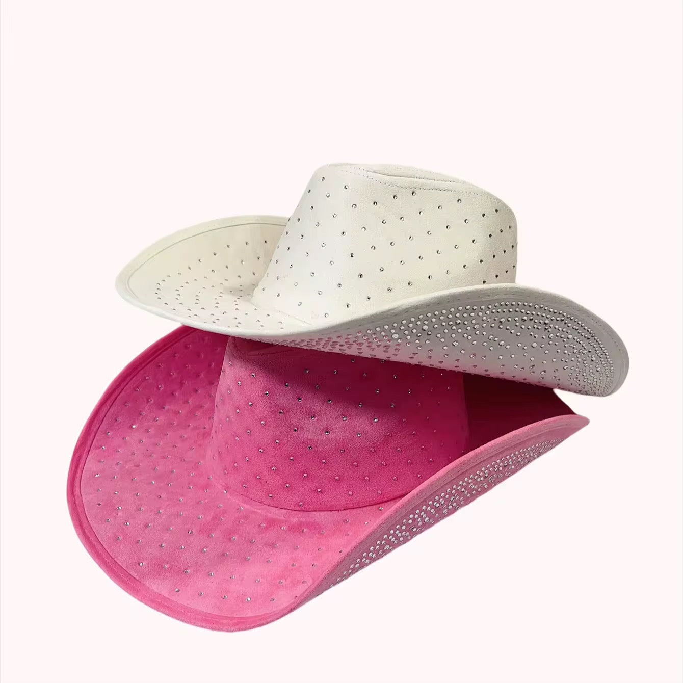 Diamond Embellishment Vegan Suede Cowboy Hat - Adjustable Fedora Style, Unisex, 56-58cm, Ethical & Cruelty-Free, Adjustable Straps Inside - Accessorizmee