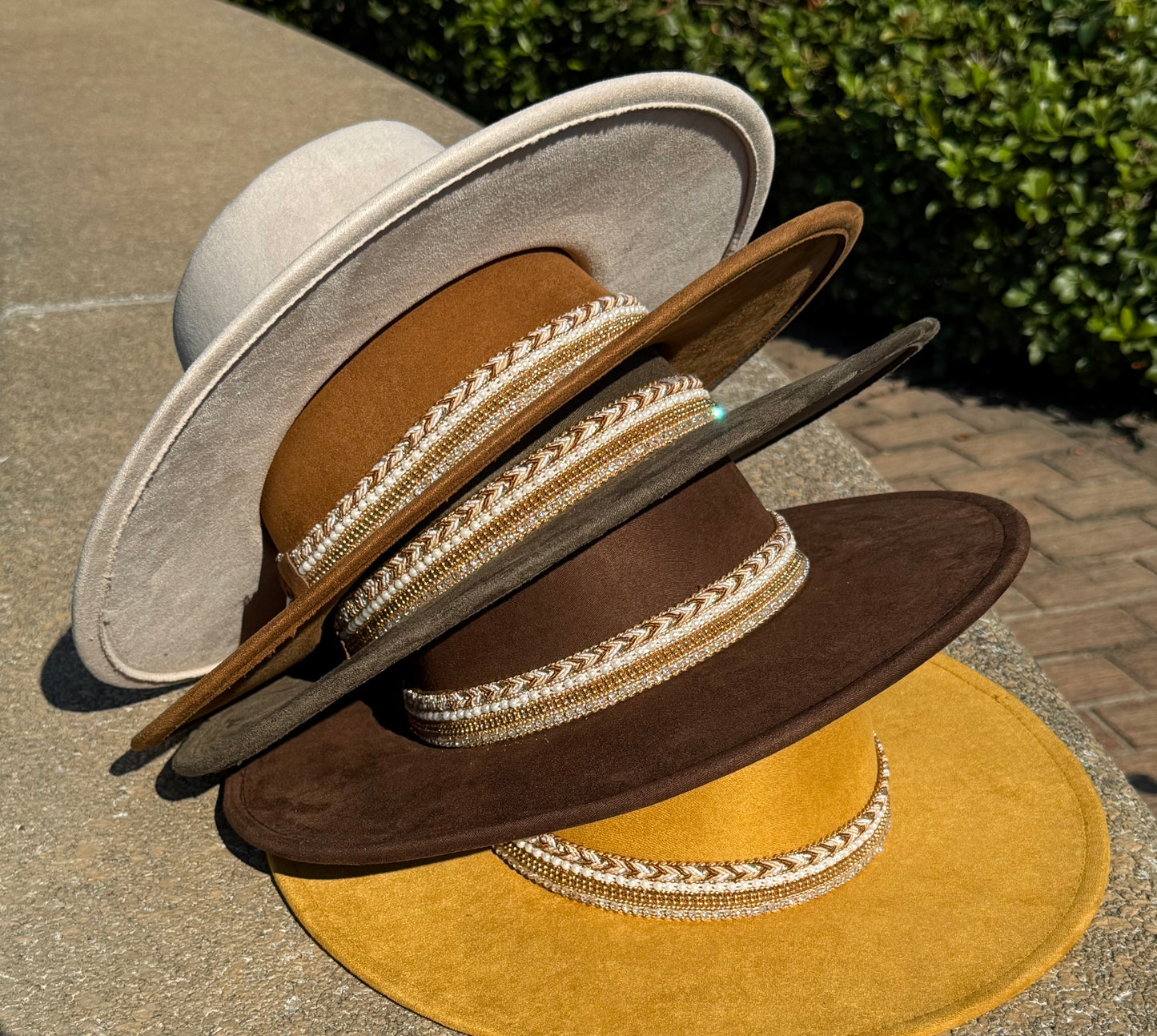 Flat diamond round brim Fedora Hat