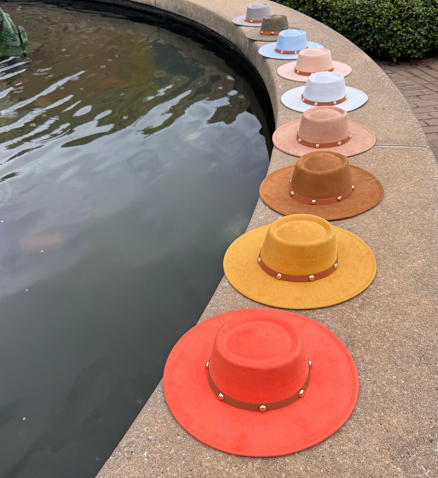 Round Boater Brim Studded Hat