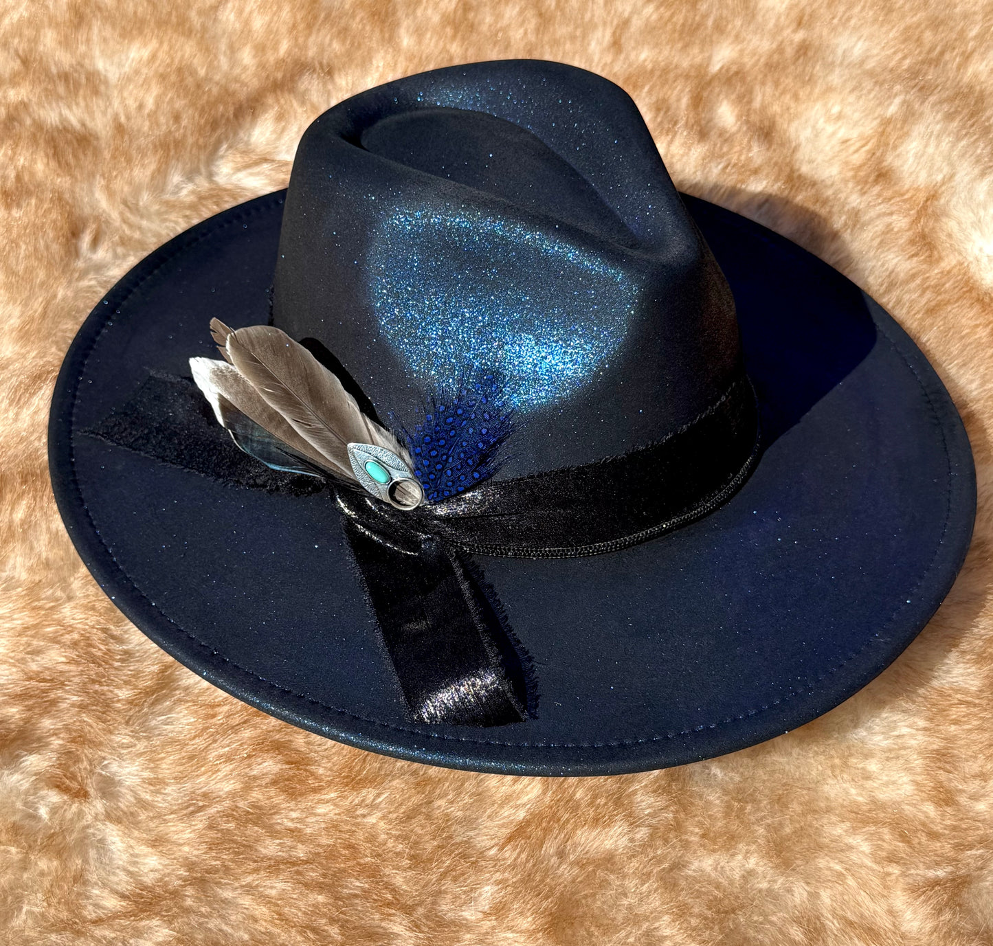 Custom handcrafted Galaxy Fedora Hat