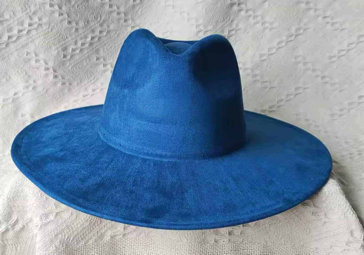 Everyday premium Suede Fedora Hat-Royal Blue