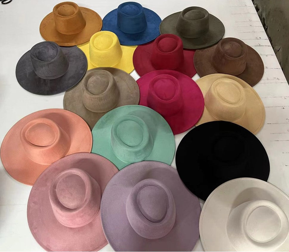 Vegan Suede Flat Classic Wide Brim-Style Hat – Unisex ,Adjustable & Stylish Suitable for Pyrography, Laser Engraving - Accessorizmee