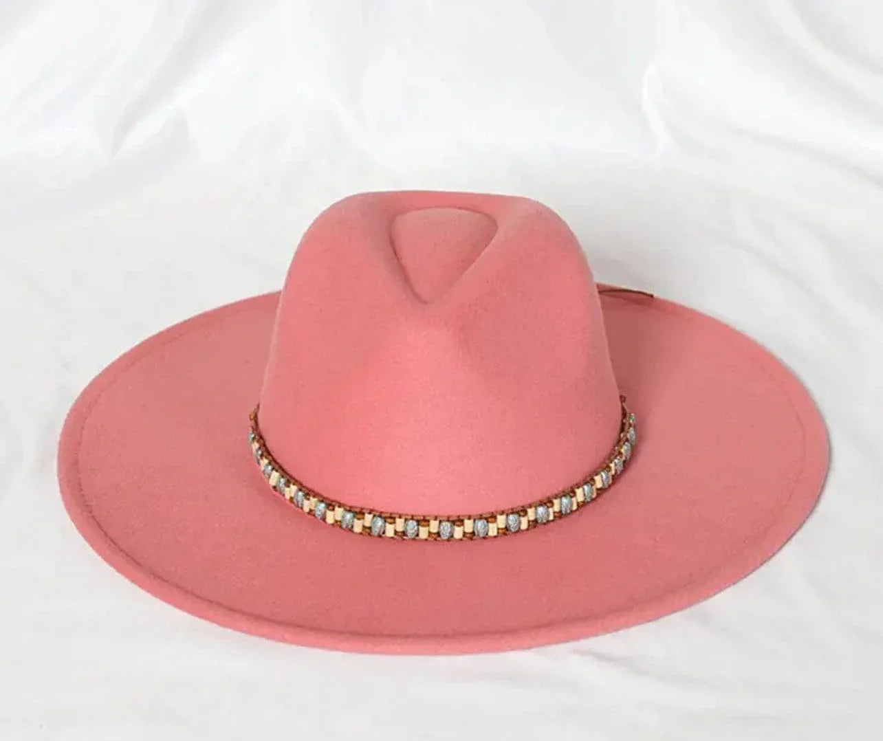Beaded Stiff Fedora Hat - Accessorizmee