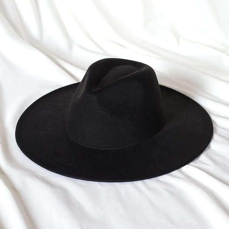 Black Wide Brim Fedora Hat - Accessorizmee