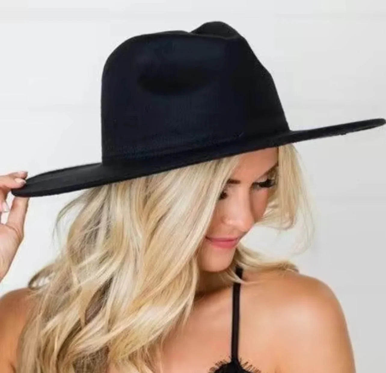 Black Wide Brim Fedora Hat - Accessorizmee