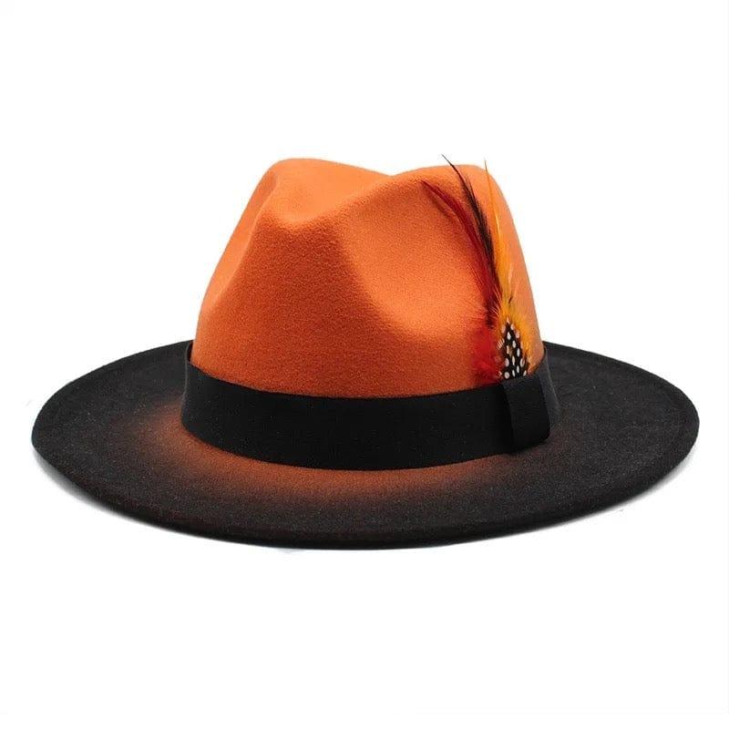 Gradient Feathered Fedora Hat- Orange - Accessorizmee