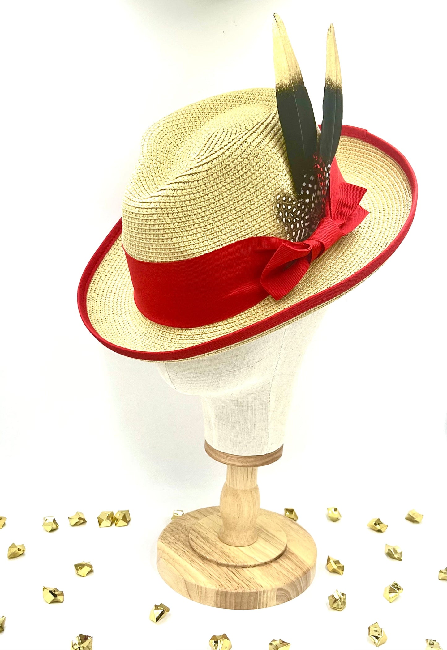 Luxury Straw Hat Fedora-red - Accessorizmee