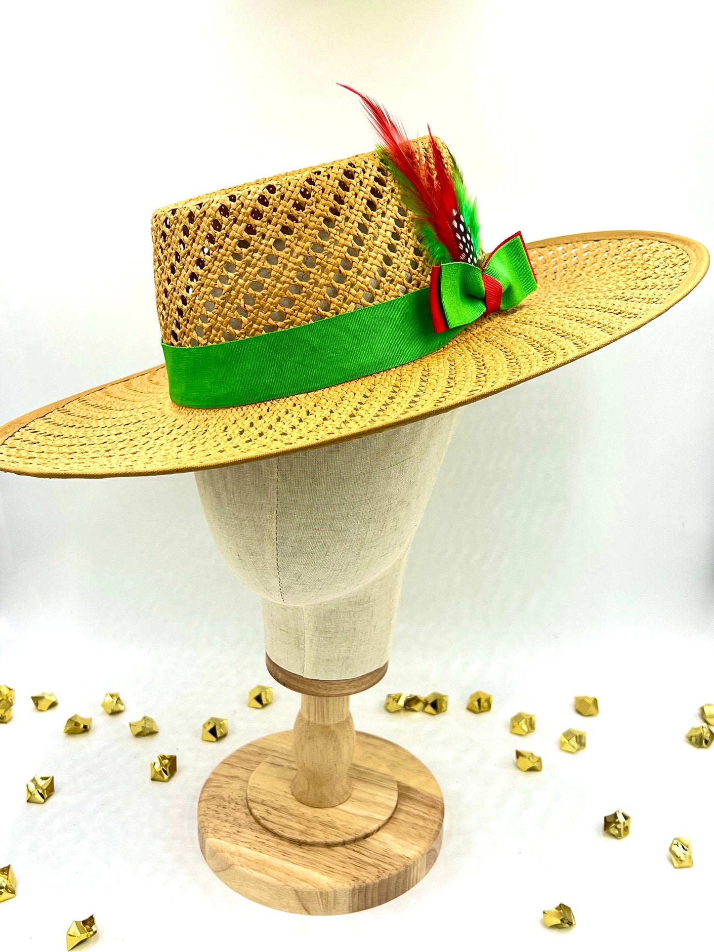 Luxury Wide Stiff Brim Straw Hat - Adjustable Straps, Breathable Natural Grass, Sun Protection, Unisex Design, 56-58cm Size - Accessorizmee