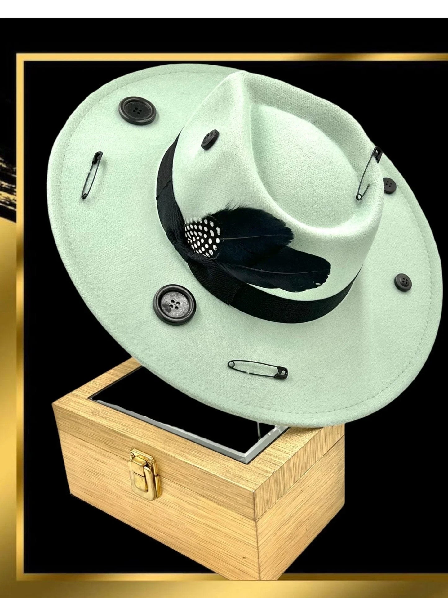 Luxury Fedora Hat-Mint black - Accessorizmee