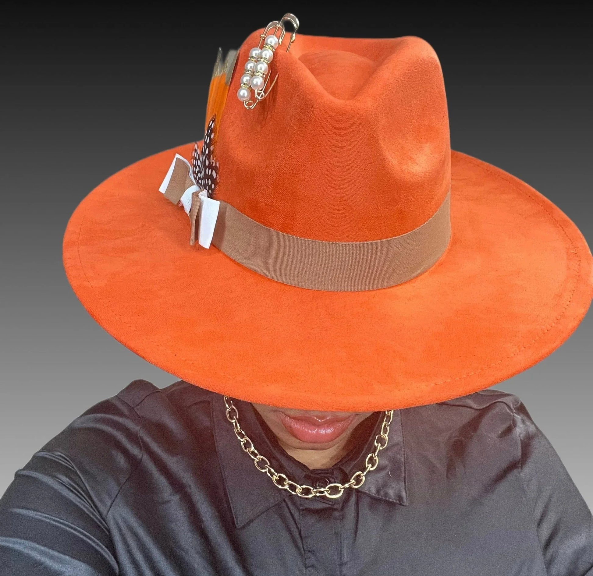 Luxury Fedora Hat-Orangegold - Accessorizmee