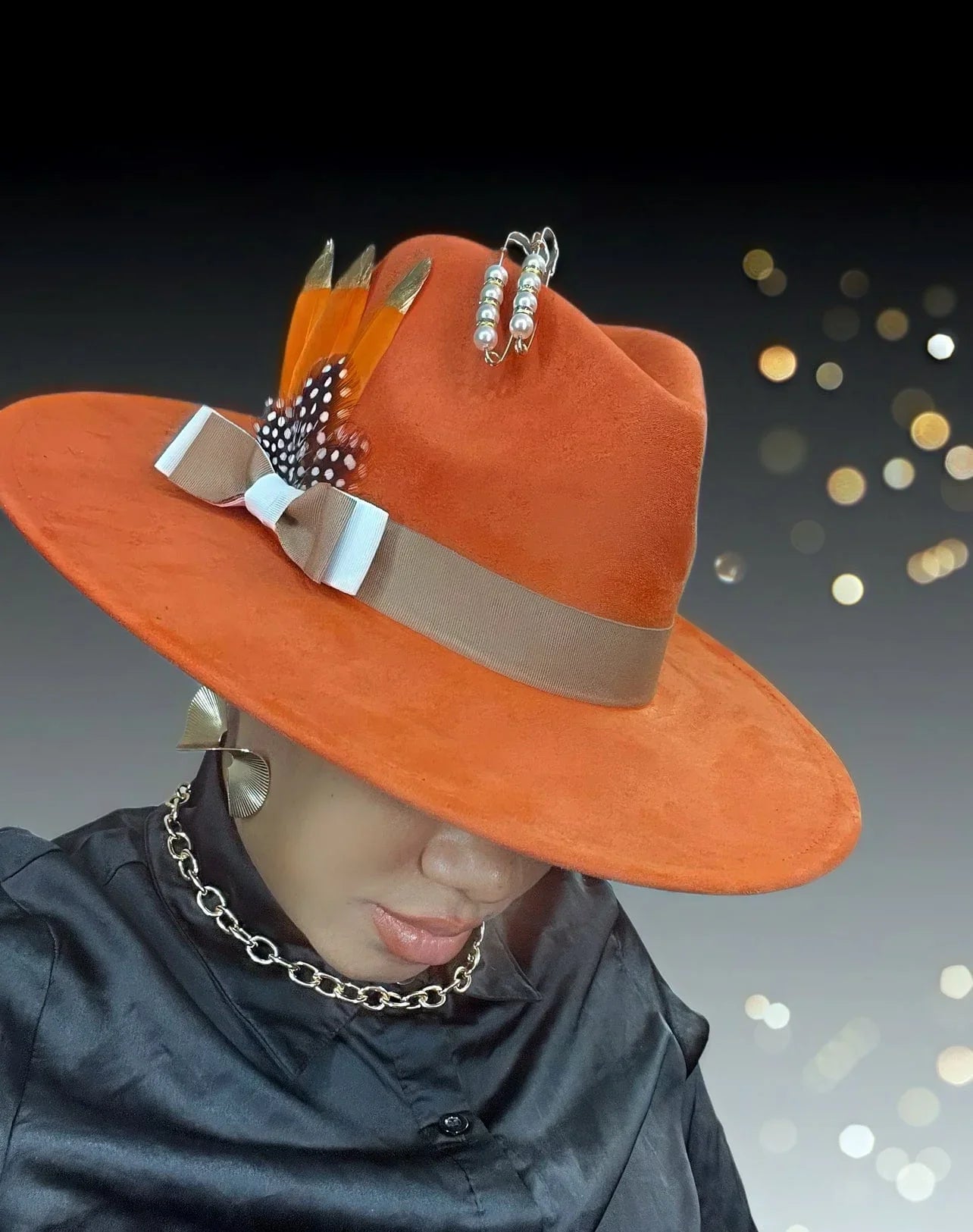 Luxury Fedora Hat-Orangegold - Accessorizmee