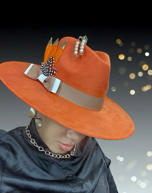 Luxury Fedora Hat-Orangegold - Accessorizmee